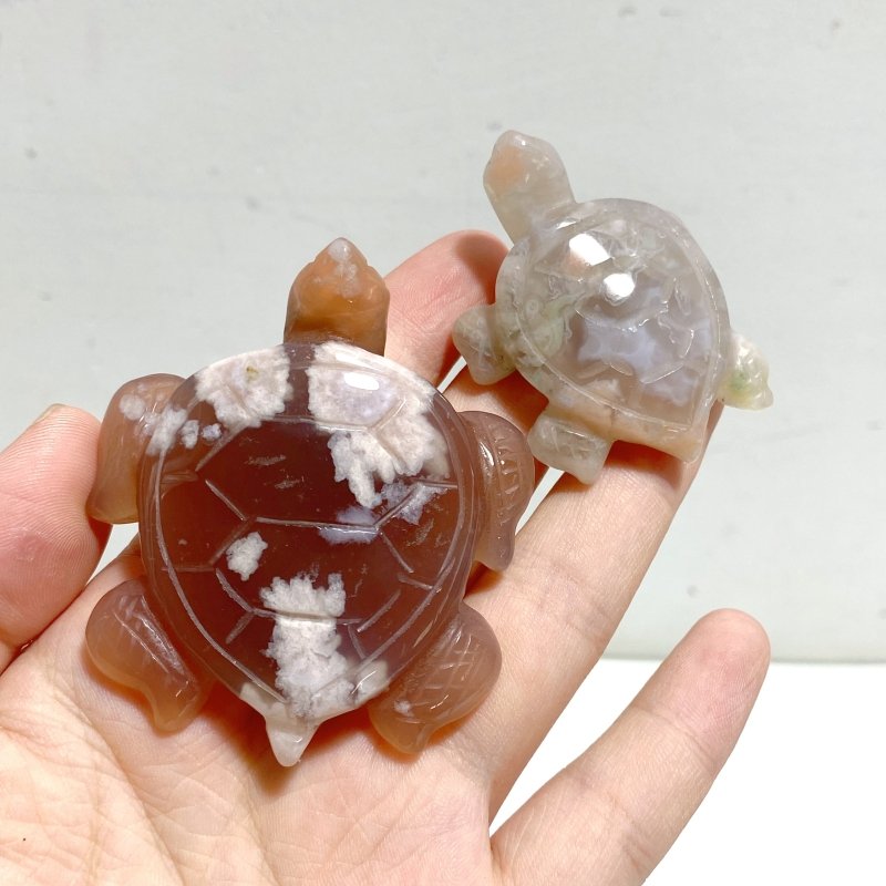 17 Pieces Sakura Flower Agate Sea Turtle Carving -Wholesale Crystals