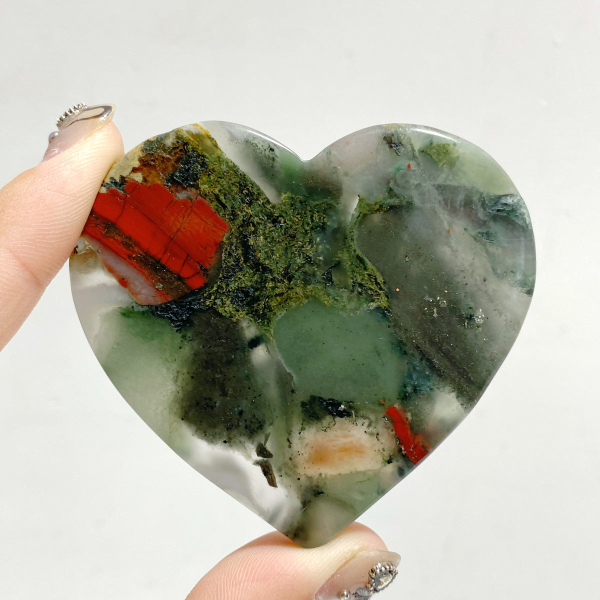 Unique Africa Blood Stone Heart Wing Carving With Stand