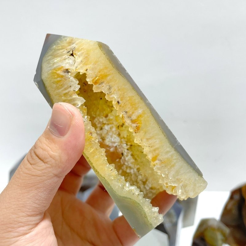 19 Pieces Beautiful Geode Druzy Agate Four - sided Tower Point - Wholesale Crystals