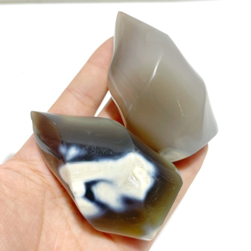 19 Pieces Black Orca Agate Flame Carving 3 - Wholesale Crystals