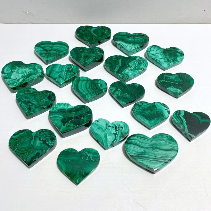 19 Pieces Malachite Heart -Wholesale Crystals