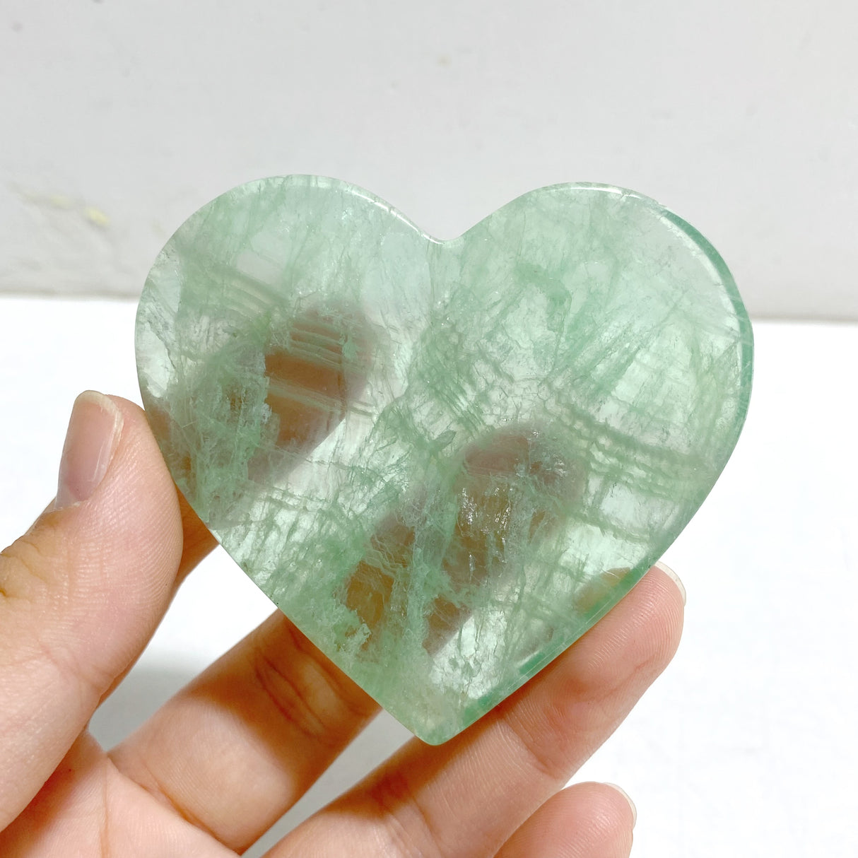 Unique Green Fluorite Heart Wing Carving With Stand