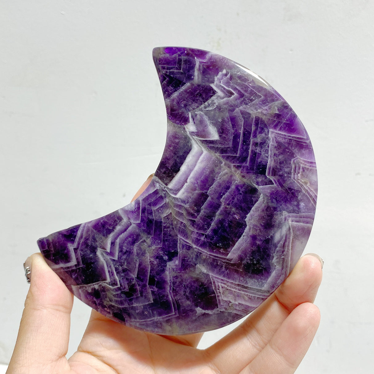 7 Pieces Chevron Amethyst Moon With Stand