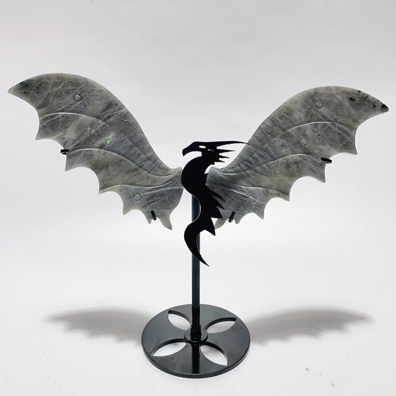 2 Pairs Labradorite Flying Dragon Wing With Stand -Wholesale Crystals