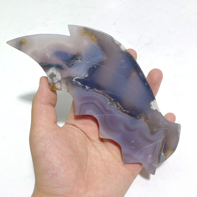 2 Pairs Stripe Agate Flying Dragon Wing With Stand - Wholesale Crystals