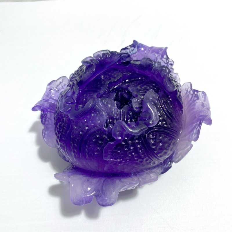 2 Pieces Beautiful Purple Fluorite Flower Carving 4 - Wholesale Crystals