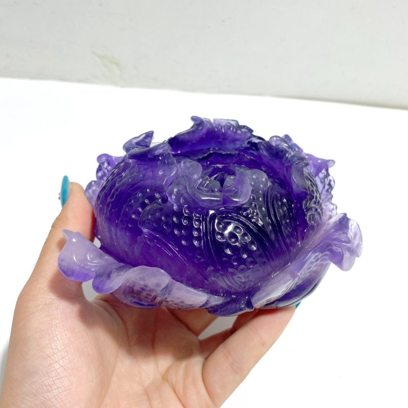 2 Pieces Beautiful Purple Fluorite Flower Carving 4 - Wholesale Crystals