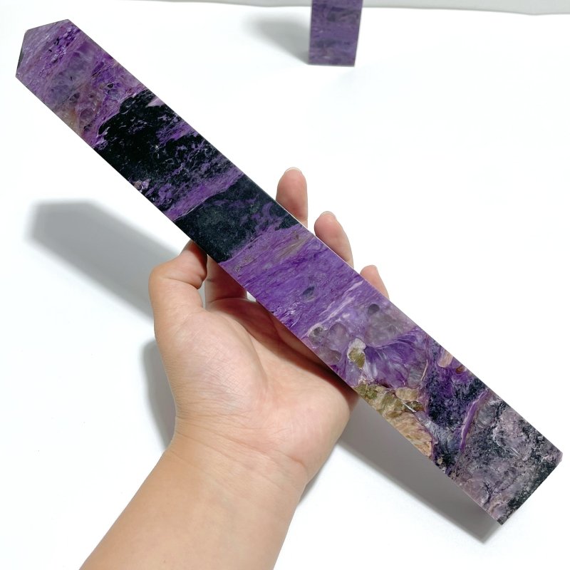 2 Pieces Charoite Four - sided Tower For Collection A05 - Wholesale Crystals