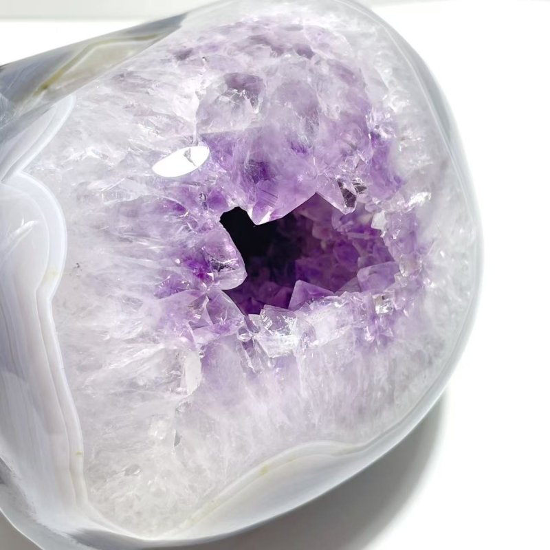 2 Pieces Druzy Geode Amethyst Mixed Agate Large Skull Carving - Wholesale Crystals
