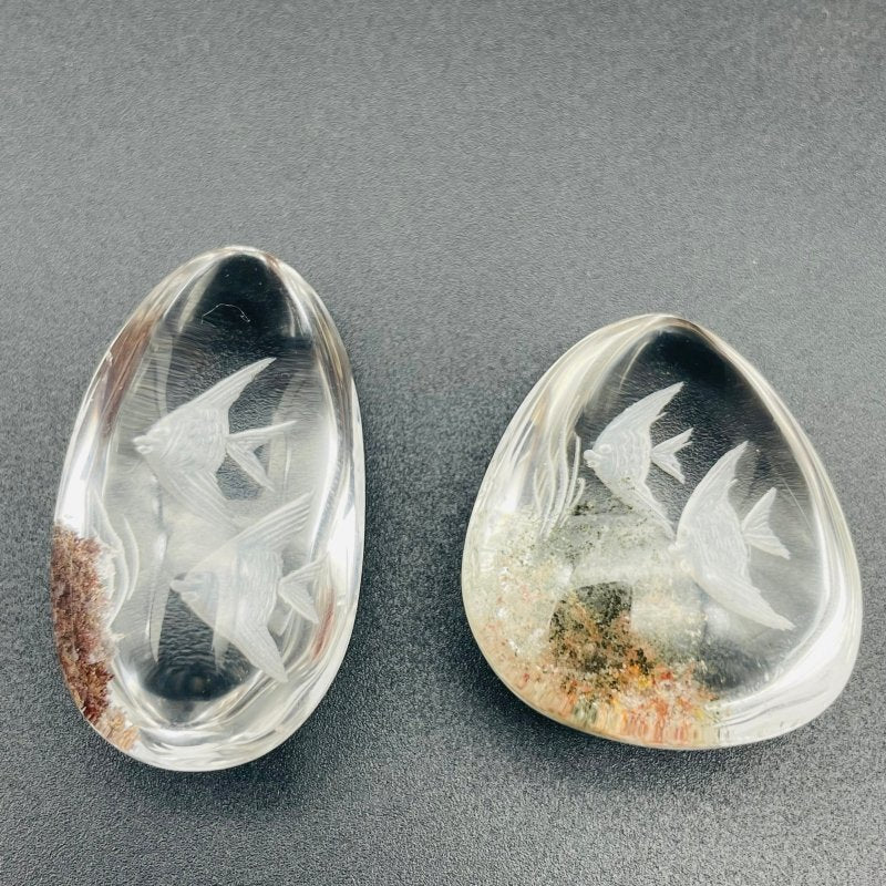 2 Pieces Fish Garden Quartz Inner Scene Carving -Wholesale Crystals