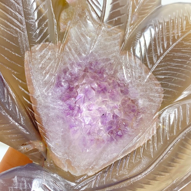 2 Pieces Geode Druzy Agate Nine-tailed Fox Carving -Wholesale Crystals