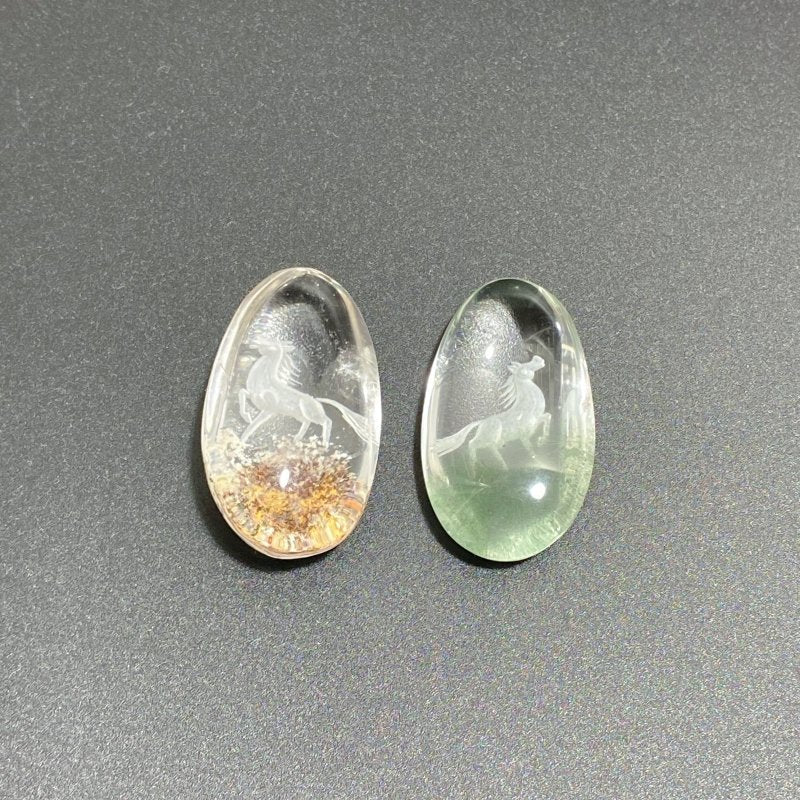 2 Pieces Horse Garden Quartz Inner Scene Carving -Wholesale Crystals