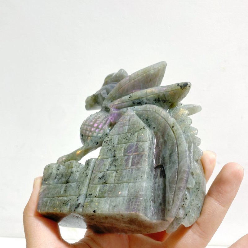 2 Pieces Labradorite Flying Dragon Castle Carving - Wholesale Crystals