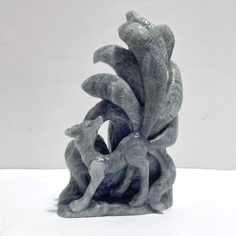 2 Pieces Labradorite Nine - tailed Fox Carving - Wholesale Crystals