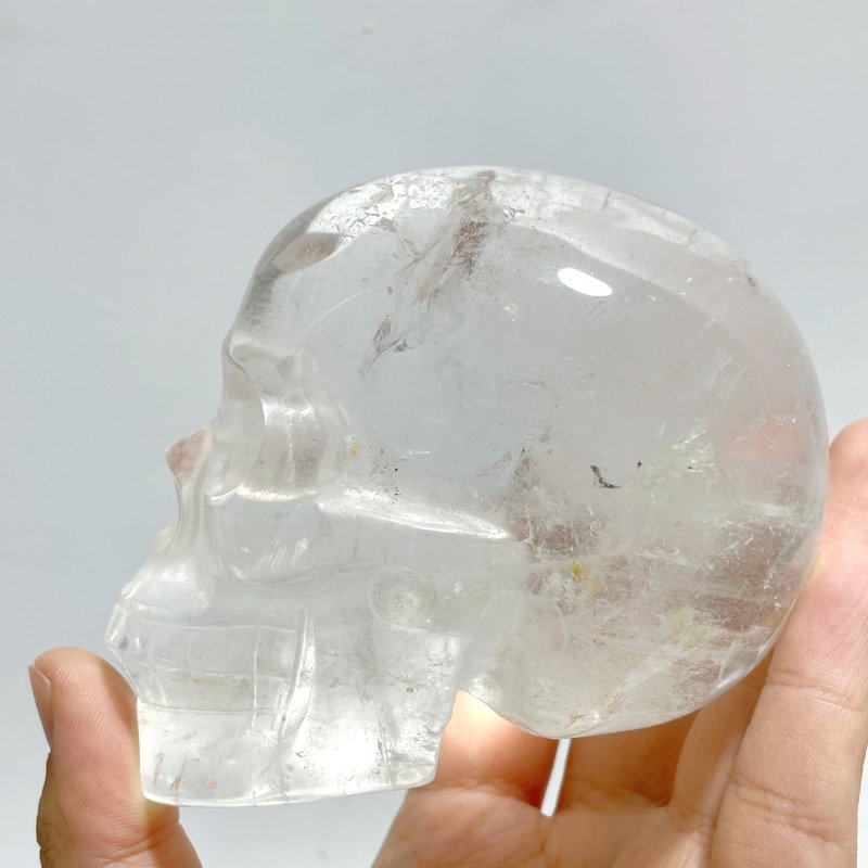 2 Pieces Large Clear Quartz Skull Carving - Wholesale Crystals