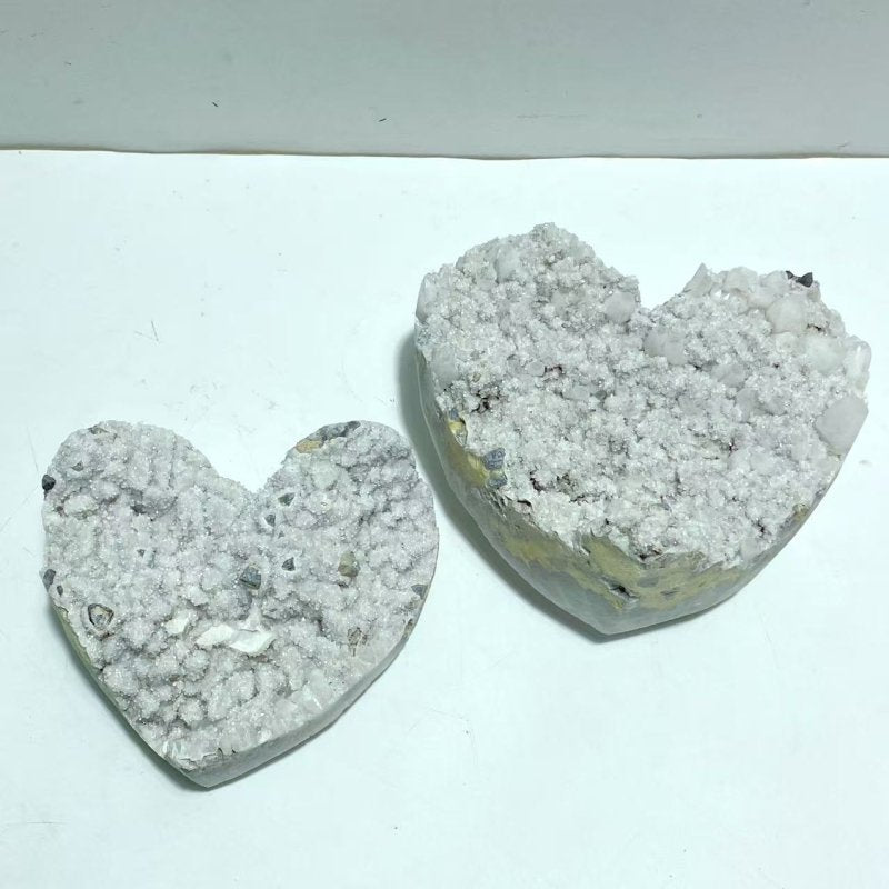 2 Pieces Large Quartz Cluster Heart - Wholesale Crystals