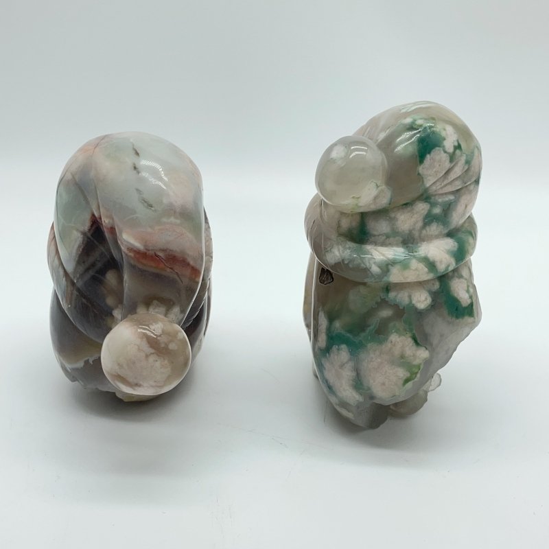 2 Pieces Sakura Flower Geode Druzy Agate Christmas Hat Skull Carving -Wholesale Crystals