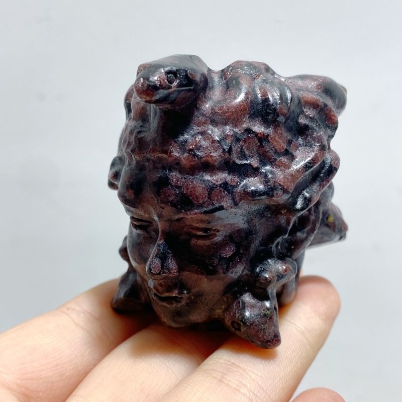 2 Types Medusa Carving Wholesale Garnet Larvikite - Wholesale Crystals