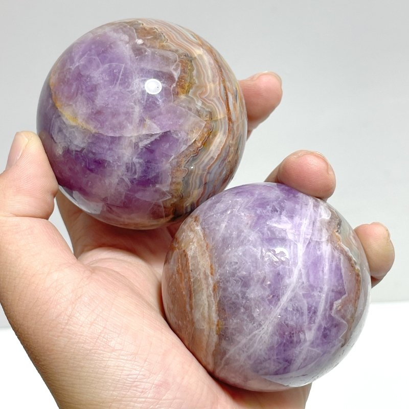 20 Pieces Amethyst Mixed Striped Agate Crystal Spheres - Wholesale Crystals