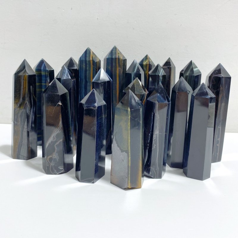 20 Pieces Fat Blue Tiger Eye Tower Points -Wholesale Crystals