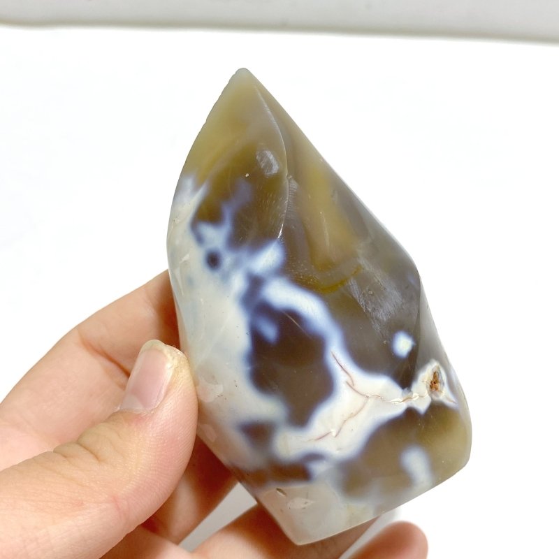 21 Pieces Black Orca Agate Flame Carving 1 - Wholesale Crystals