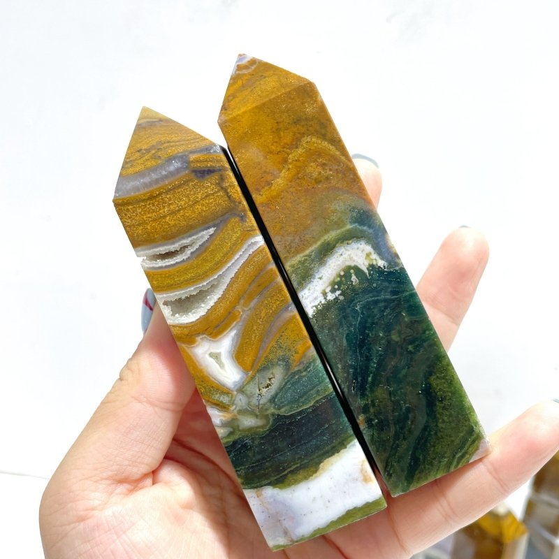 21 Pieces Ocean Jasper Four - sided Point 2 - Wholesale Crystals