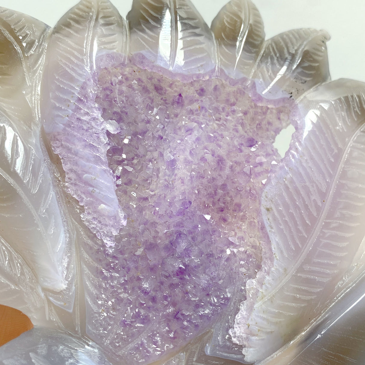 2 Pieces Geode Agate Druzy Nine-tailed Fox Carving #20
