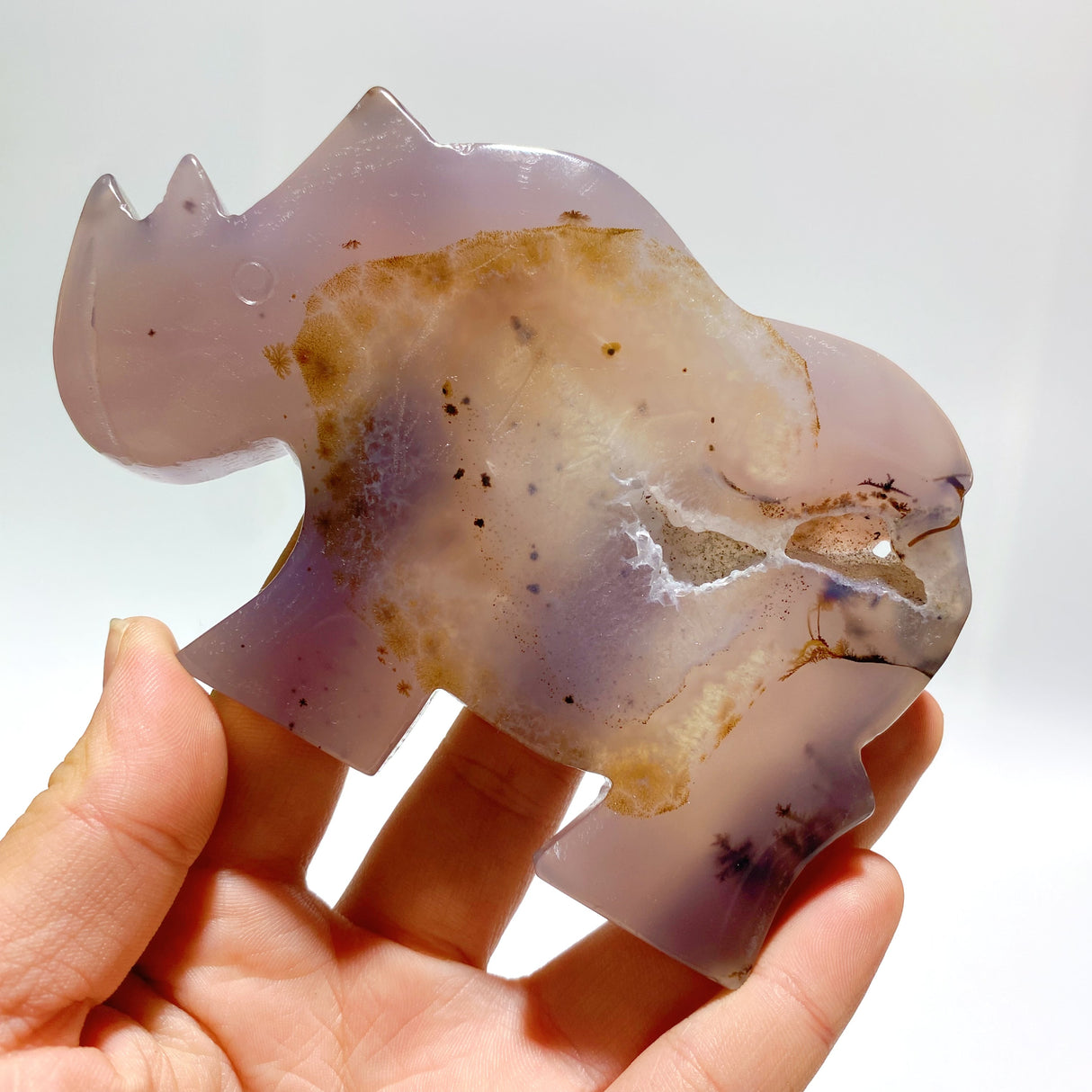 7 Pieces Geode Druzy Agate Rhino Carving