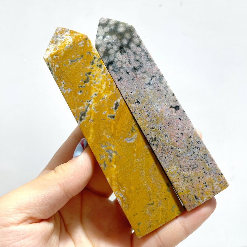 23 Pieces Ocean Jasper Four - sided Point 3 - Wholesale Crystals