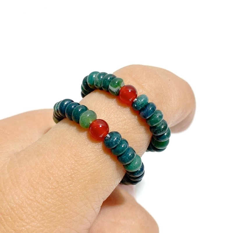 24 Types Crystal Beaded Rings Wholesale Moss Agate Chevron Amethyst Red Jasper -Wholesale Crystals