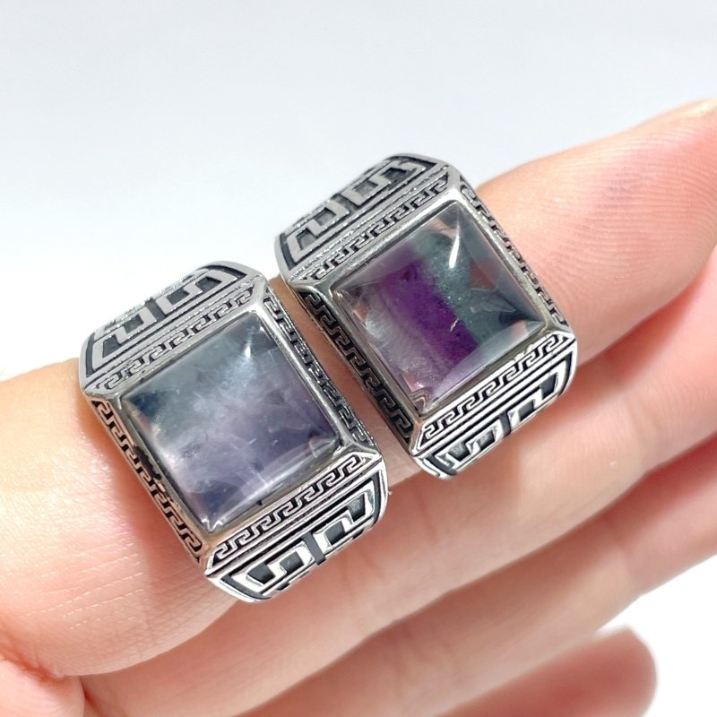 25 Pieces Colorful Fluorite Sugar Cube Ring - Wholesale Crystals