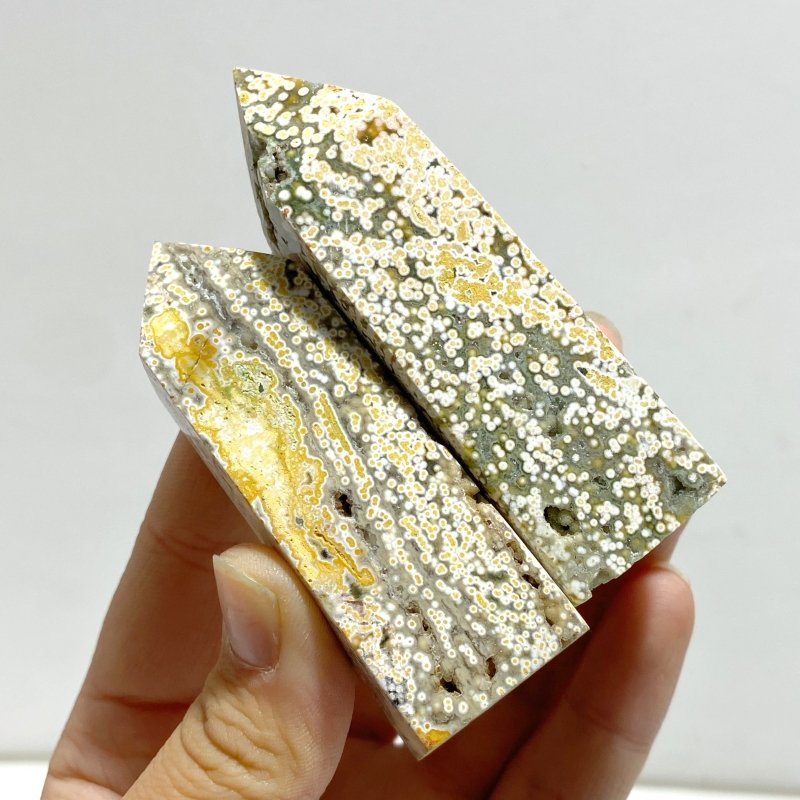 26 Pieces Beautiful Vein Ocean Jasper Four - sided Tower Points - Wholesale Crystals