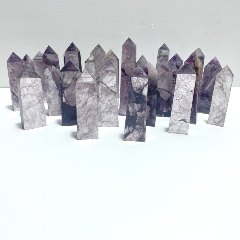 26 Pieces Purple Spark Lepidolite Four - Sided Tower - Wholesale Crystals