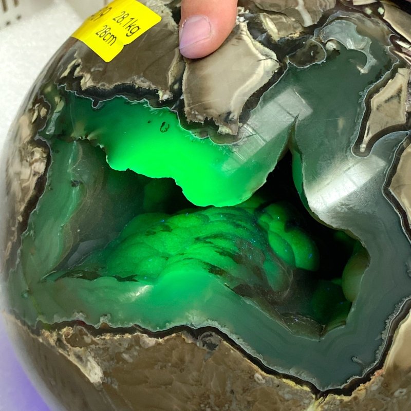 28.1KG Large Volcano Agate UV Reactive Sphere (Sea Freight Only) -Wholesale Crystals