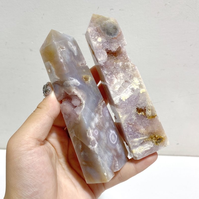 29 Pieces Geode Pink Amethyst Four-Sided Points -Wholesale Crystals