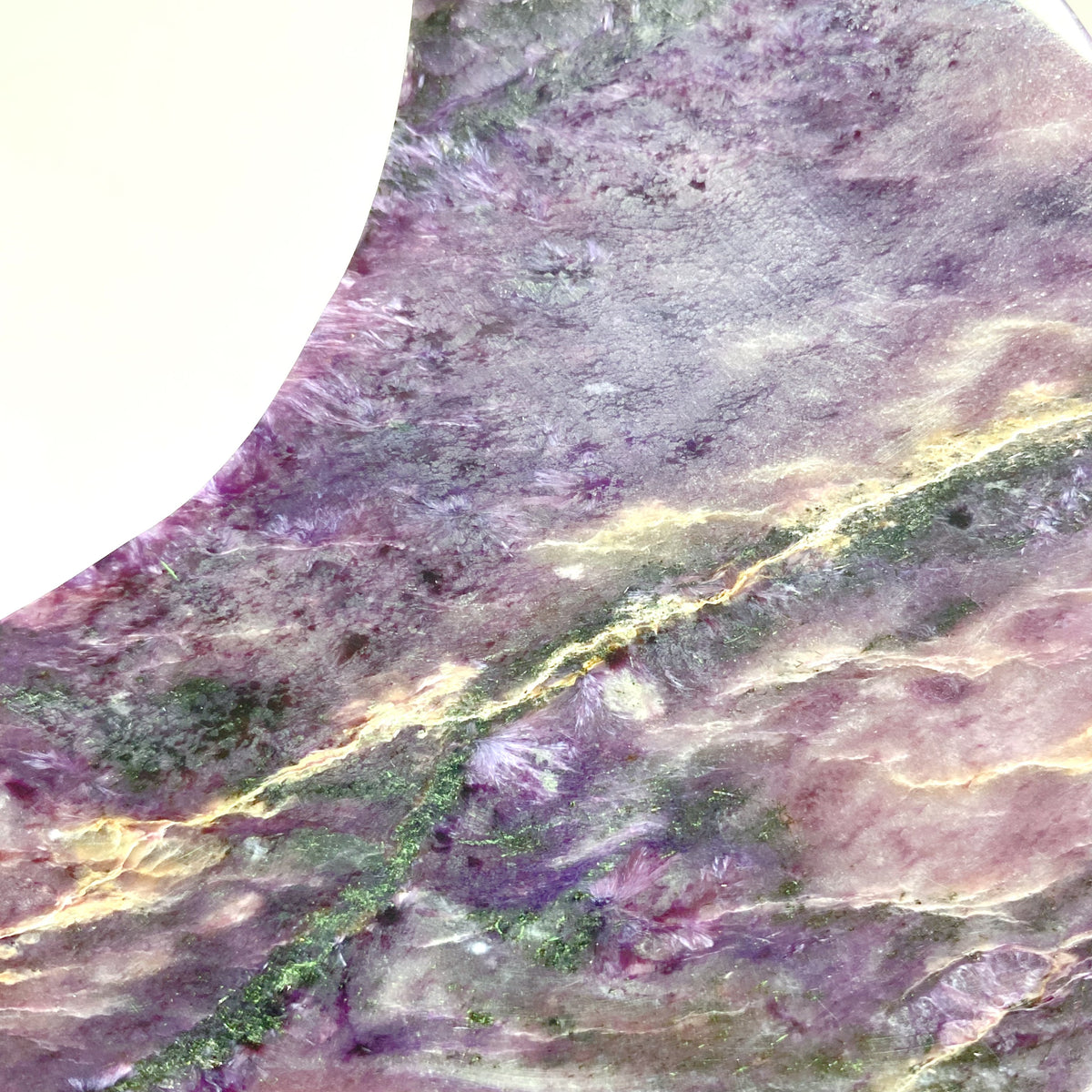 Large Charoite Moon Carving With Stand