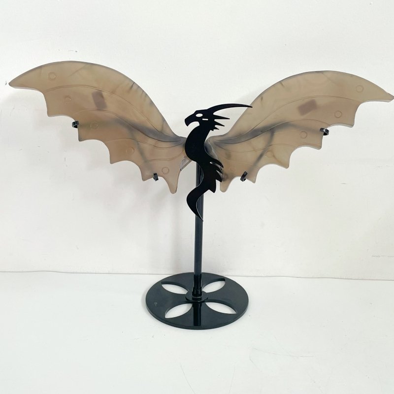 3 Pairs Volcano Agate Flying Dragon Carving With Stand (UV Reactive)2 - Wholesale Crystals