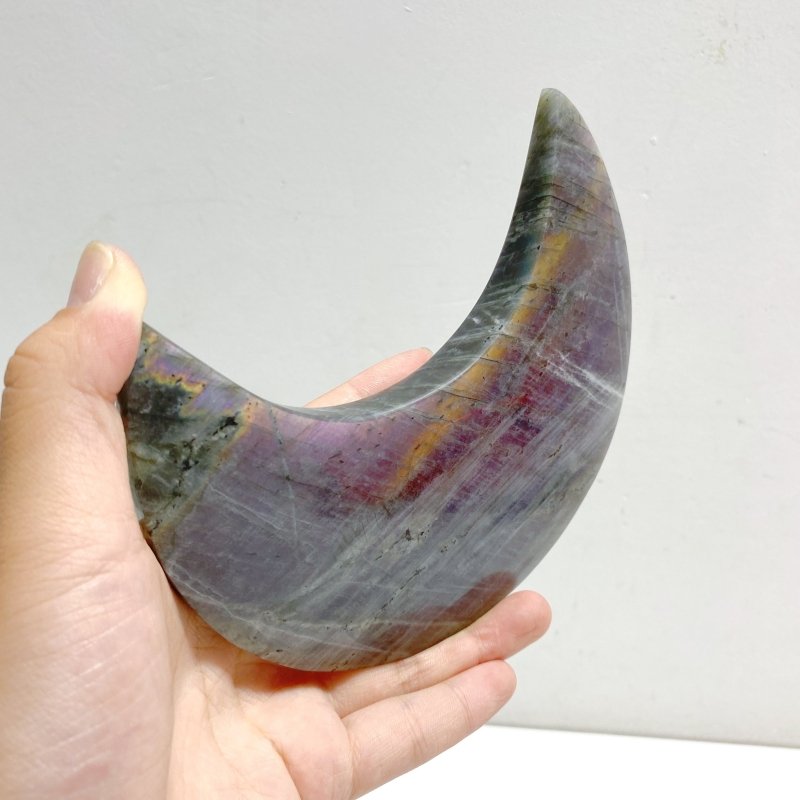 3 Pieces Beautiful Labradorite Moon Carving With Stand -Wholesale Crystals