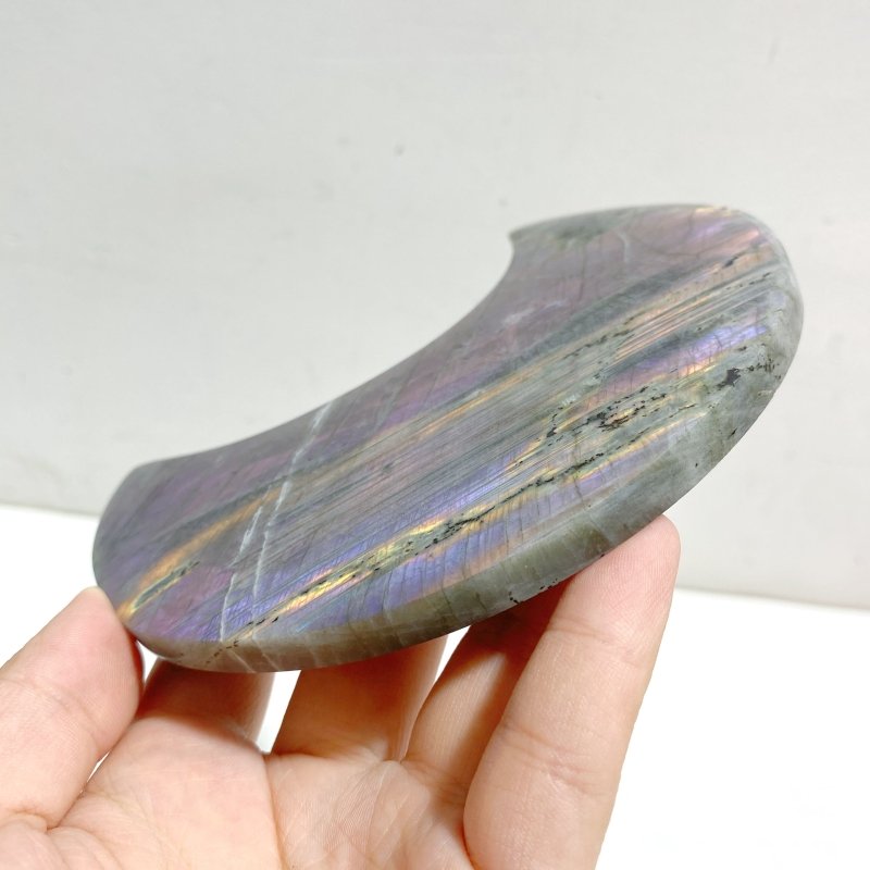 3 Pieces Beautiful Labradorite Moon Carving With Stand -Wholesale Crystals