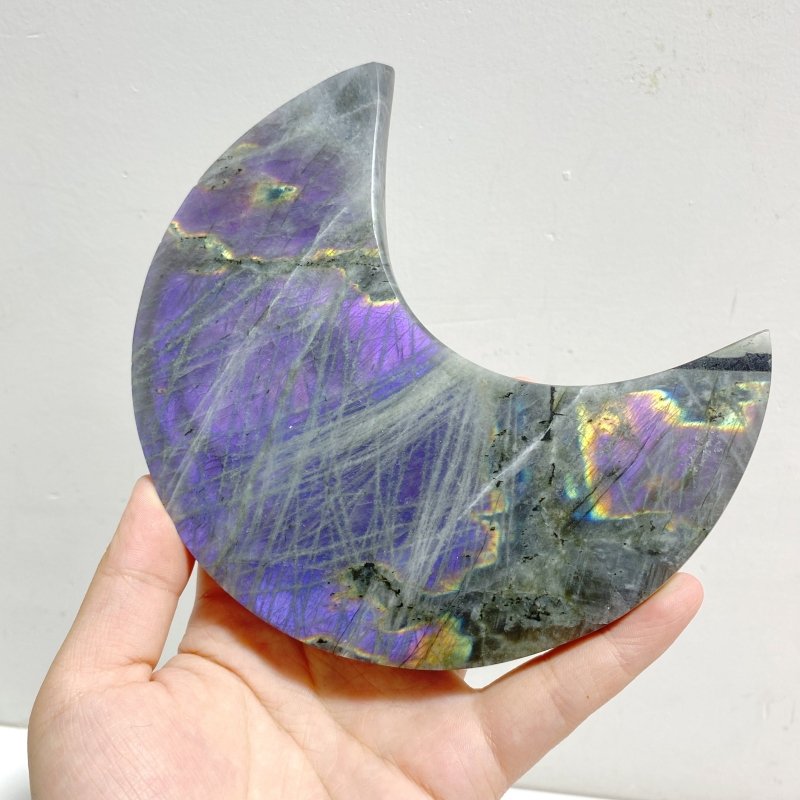 3 Pieces Beautiful Labradorite Moon Carving With Stand -Wholesale Crystals