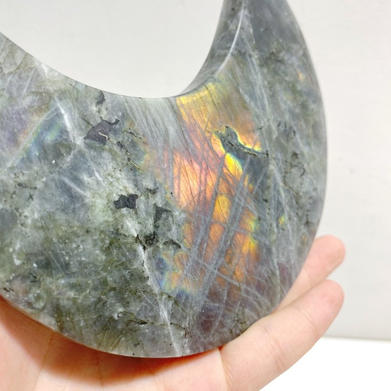 3 Pieces Beautiful Labradorite Moon Carving With Stand -Wholesale Crystals