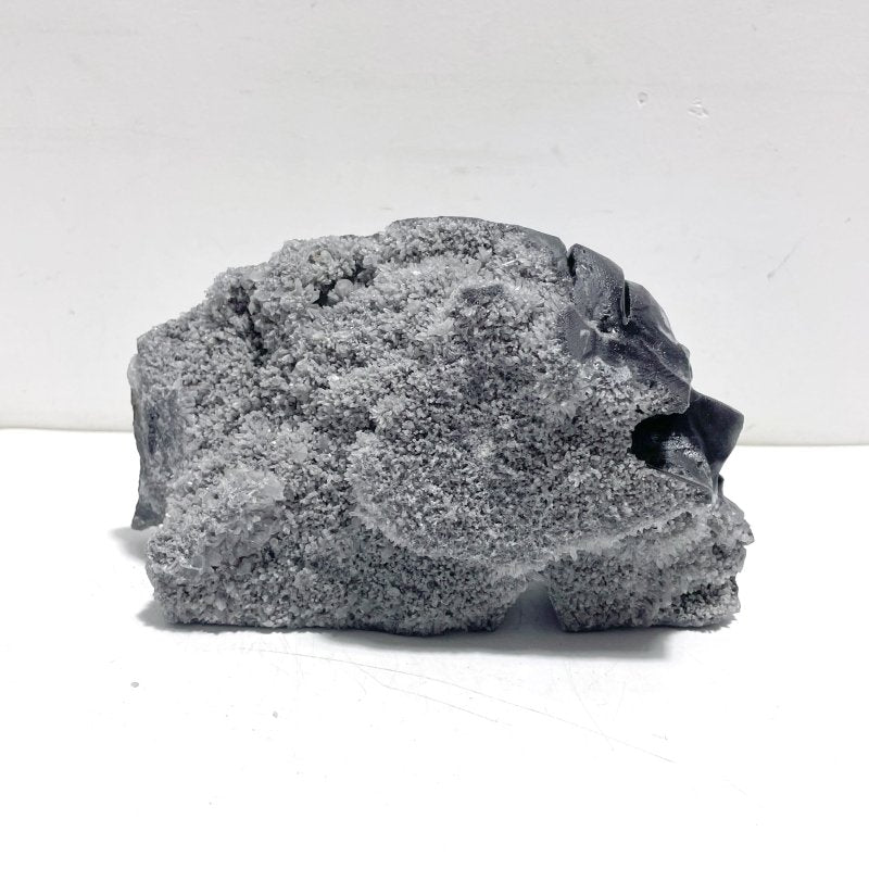 3 Pieces Black Clear Quartz Cluster Skull Carving - Wholesale Crystals