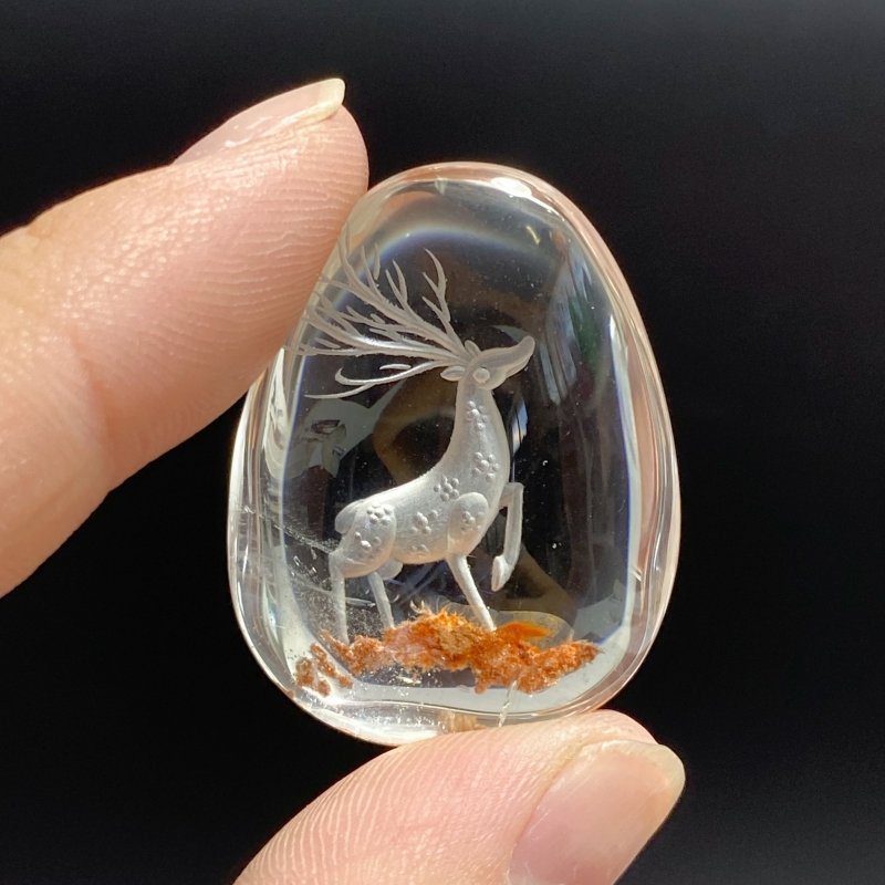 3 Pieces Deer Garden Quartz Inner Scene Carving -Wholesale Crystals