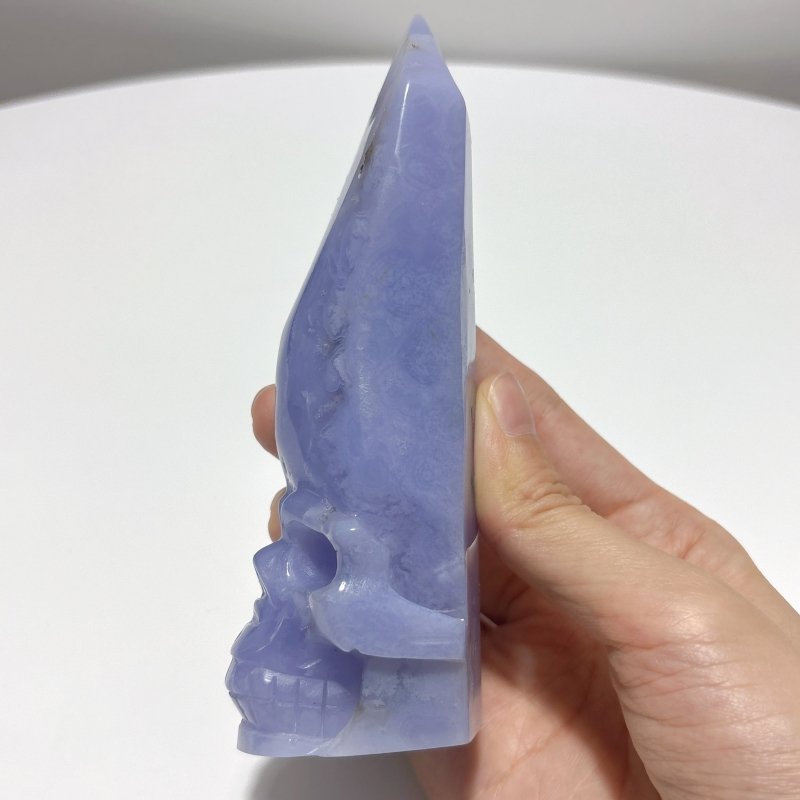 3 Pieces High Quality Blue Lace Agate Skull Carving - Wholesale Crystals