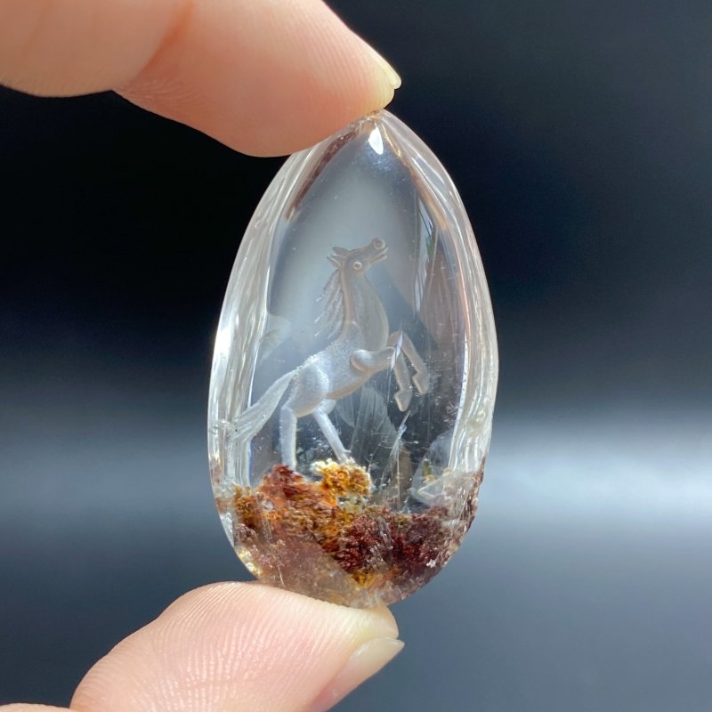 3 Pieces Horse Garden Quartz Inner Scene Carving -Wholesale Crystals