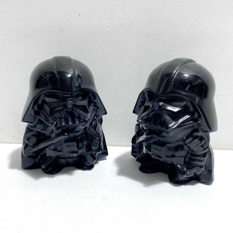 3 Pieces Large Black Obsidian Darth Vader Carving (Defects) -Wholesale Crystals