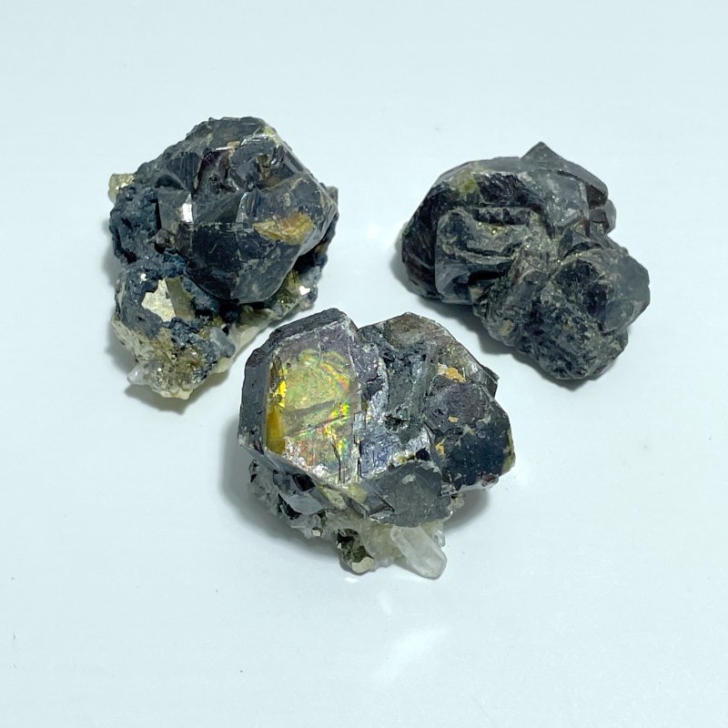 3 Pieces Rare Green Garnet Mixed Pyrite Specimen - Wholesale Crystals