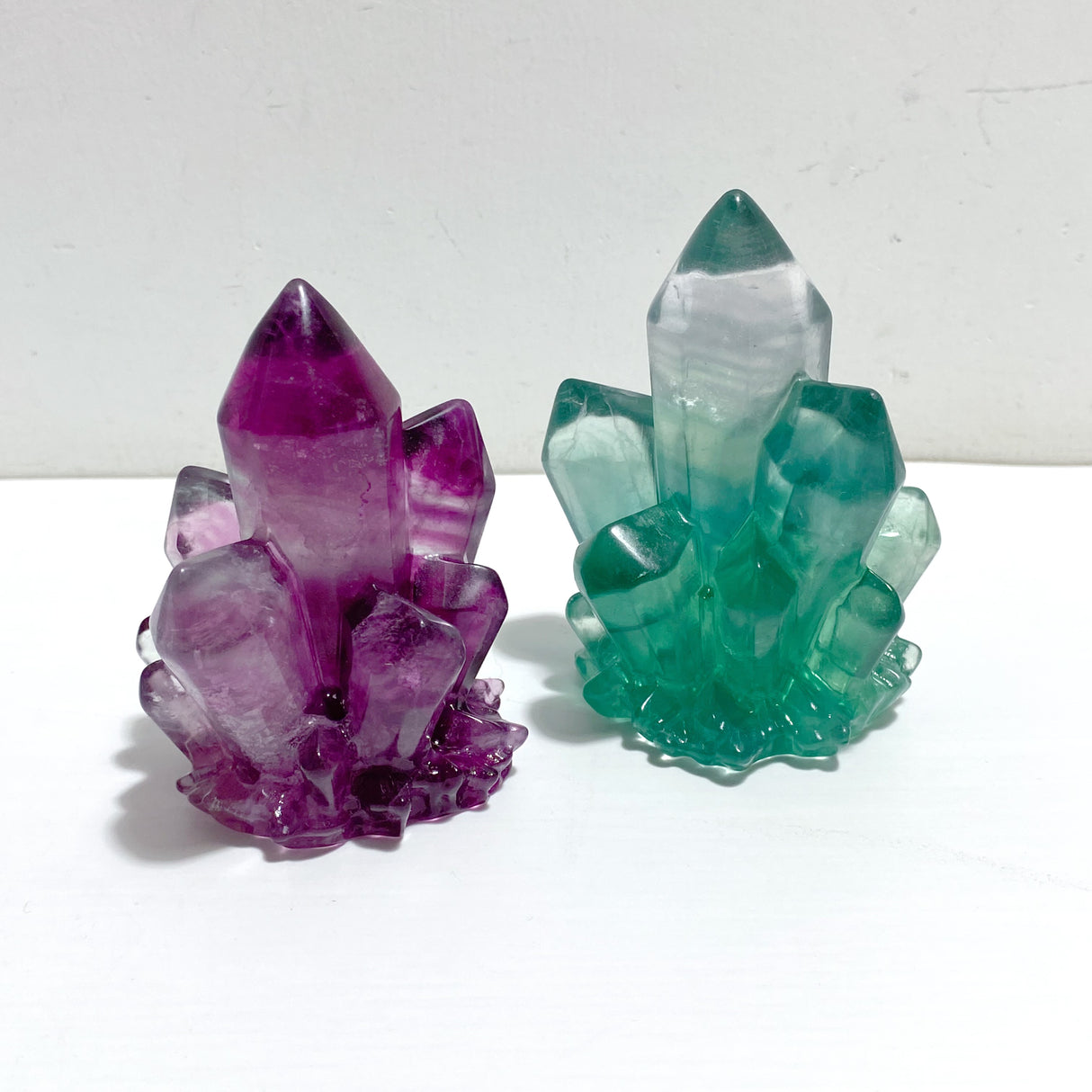 12 Pieces Beautiful Rainbow Fluorite Cluster Carving