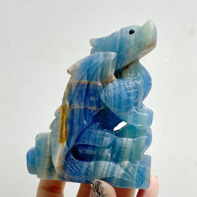 4 Pieces Blue Onyx Flying Dragon Castle Carving -Wholesale Crystals