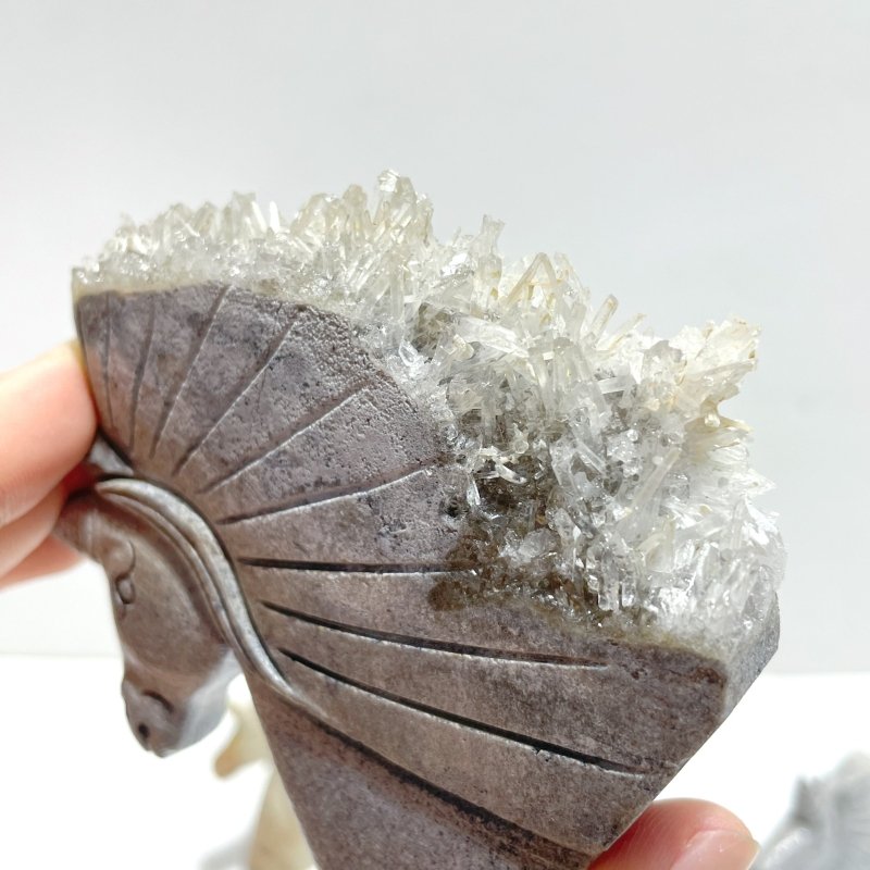 4 Pieces Clear Quartz Cluster Unicorn Carving - Wholesale Crystals